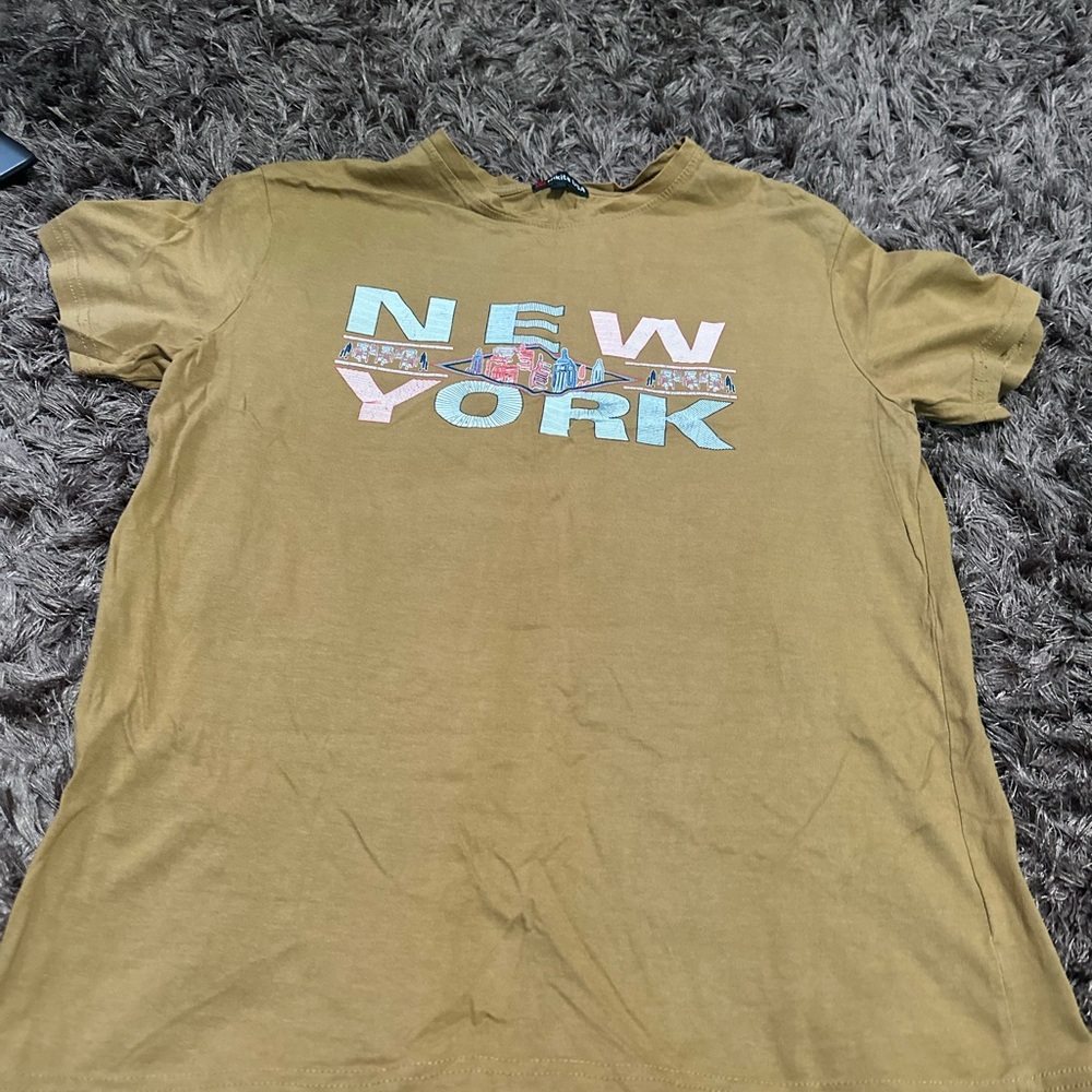 Mustard Graphic Tee with New York Print